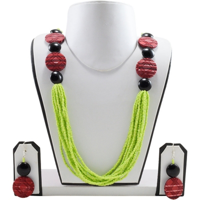 Green Jeko Moti Designer Necklace Set