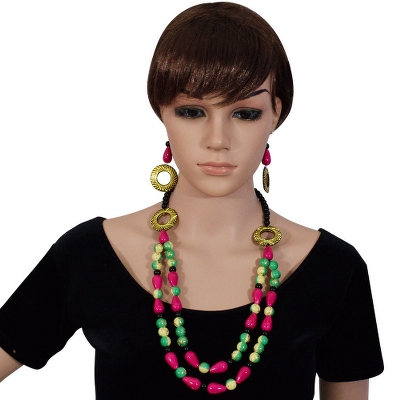 Pink Beads Designer Antique Necklace Set