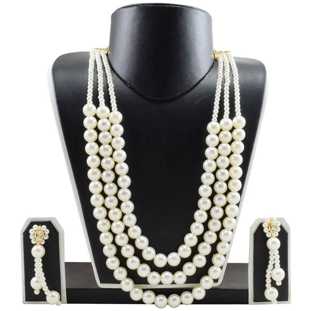 Off-White Pearl Multi Strand Necklace Set