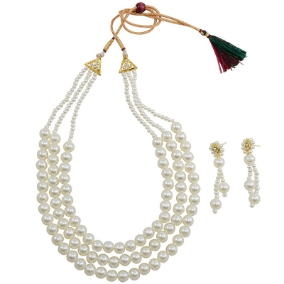 Off-White Pearl Multi Strand Necklace Set