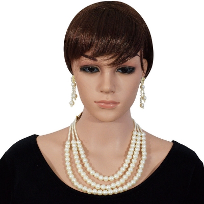 Off-White Pearl Multi Strand Necklace Set