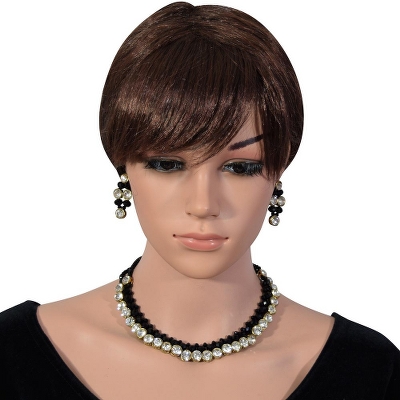 Black Crystal Beads Designer Kundan Necklace