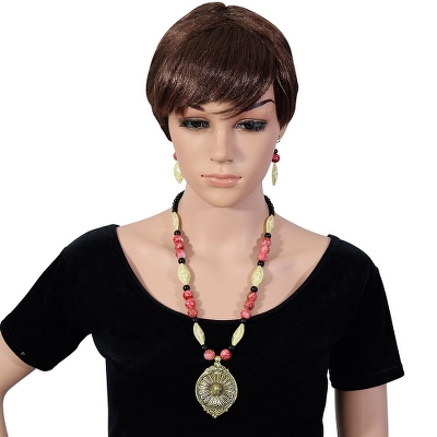 Designer Red Beads Antique Necklace Set