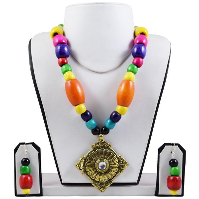 Wooden Beads Antique Necklace Set
