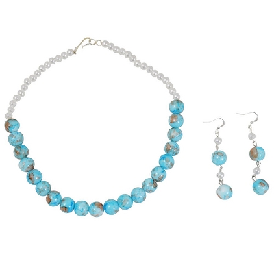 Sky Blue Designer Beads Necklace Set