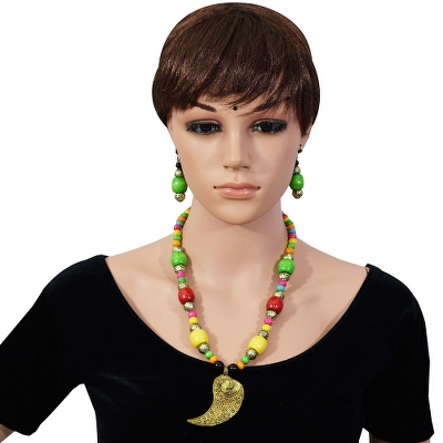 Multi Color Wooden Beads Designer Necklace & Earrings for Girls & Women