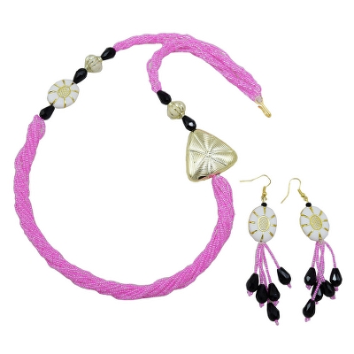 Pink Jeko moti Designer Necklace & Earrings for Girls & Women