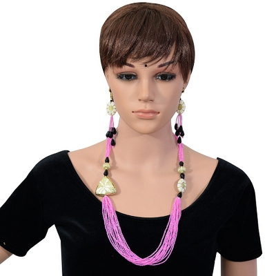 Pink Jeko moti Designer Necklace & Earrings for Girls & Women