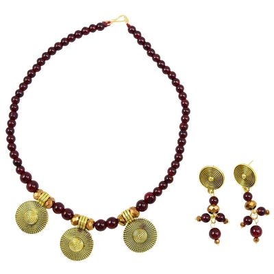 Maroon Beads Designer Necklace set for Girls & Women