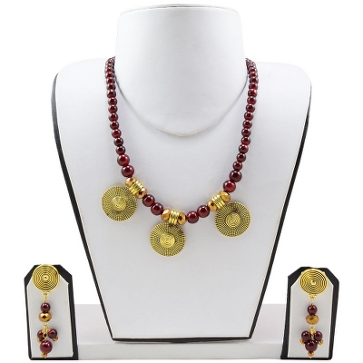 Maroon Beads Designer Necklace set for Girls & Women