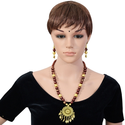 Designer Beads Antique Pendant Necklace & Earrings