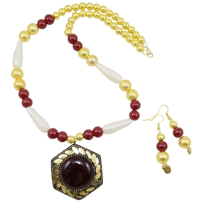 Designer Beads Pendant Necklace & Earrings for Girls & Women