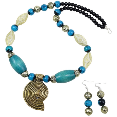 Designer Beads Antique Pendant Necklace & Earrings