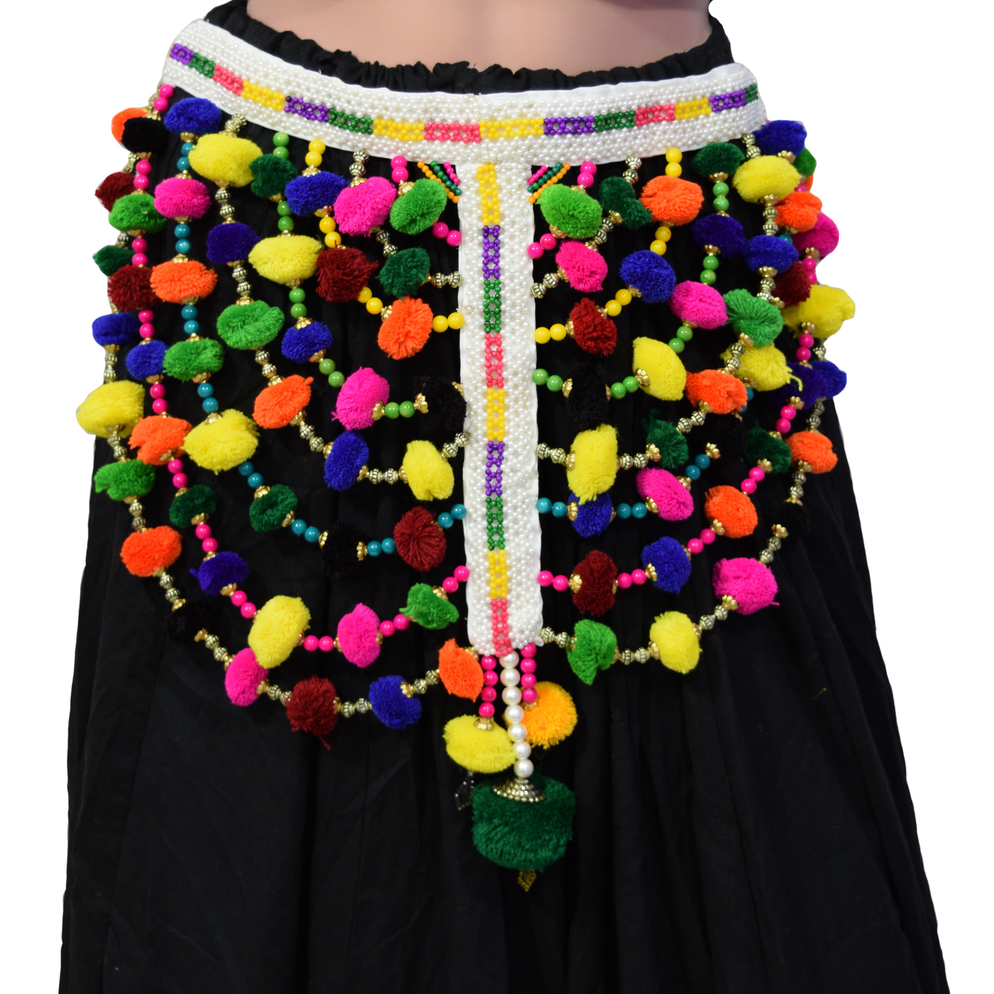 Designer Woollen Balls Waist Belt for Navratri