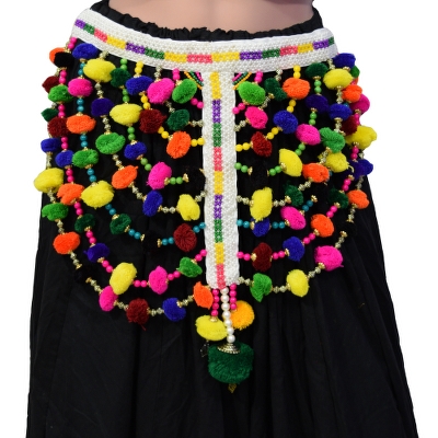 Designer Woollen Balls Waist Belt for Navratri