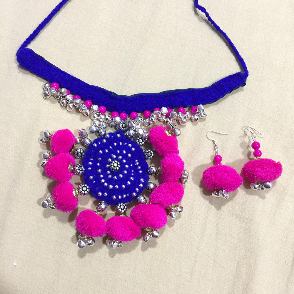 Designer Woolen Balls Necklace for Navratri