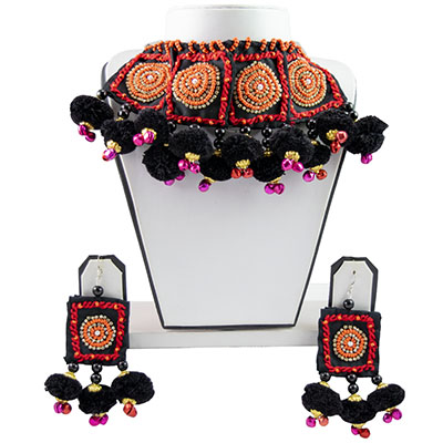 Orange Jeko Moti Designer Handmade Necklace