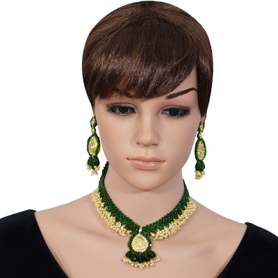 Green Jeko Moti Designer Handmade Necklace