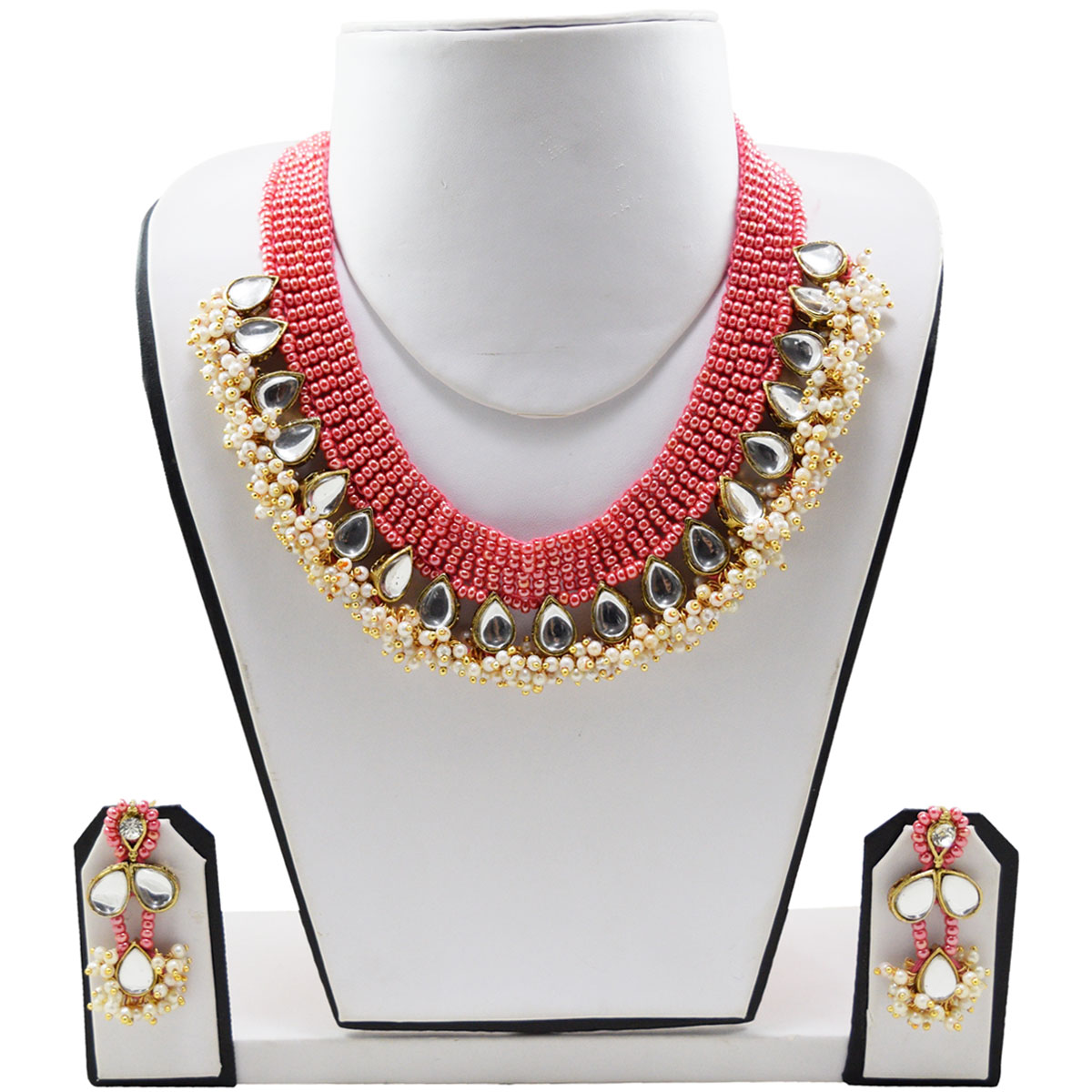 Rosy Pink Designer Jeko Moti Necklace