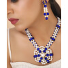 Blue White Beads Kundan Necklace Set