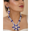Blue White Beads Kundan Necklace Set