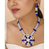 Blue White Beads Kundan Necklace Set