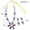 Blue White Beads Kundan Necklace Set