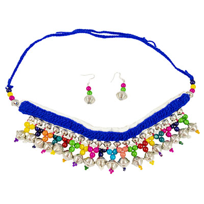 Blue Woolen Threads Choker Necklace