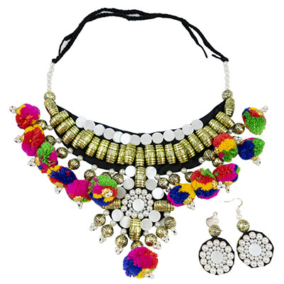 Pom Pom Balls Designer Necklace set for Navratri
