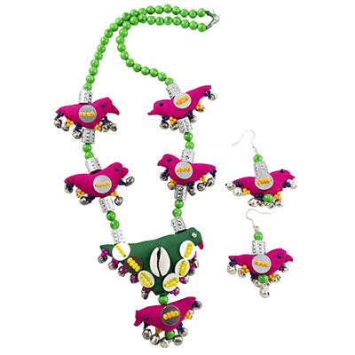 Parrot Style Pink and Green Designer Necklace