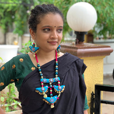 Parrot Style Sky Blue Designer Necklace Set