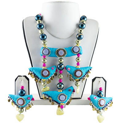 Parrot Style Sky Blue Designer Necklace Set