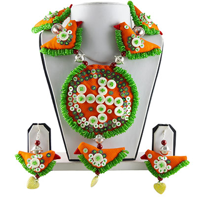 Jeko Moti and Buttons Designer Necklace Set for Chaniya Choli