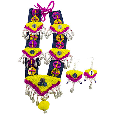Designer Woolen Threads Necklace for Navratri