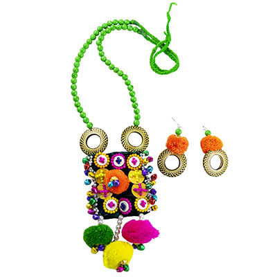 Woolen Balls Designer Necklace for Chaniya Choli
