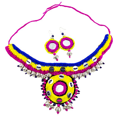 Woolen Threads Designer Beads Handmade Necklace for Navratri