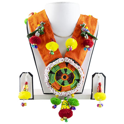 Designer Jeko Moti Pendant Necklace Set for Navratri Chaniya Choli
