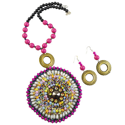 Pink Beads Jeko Moti Designer Handmade Necklace for Navratri