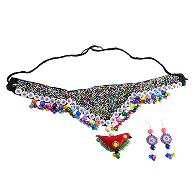 Jeko Moti and Buttons Designer Necklace Set for Navratri