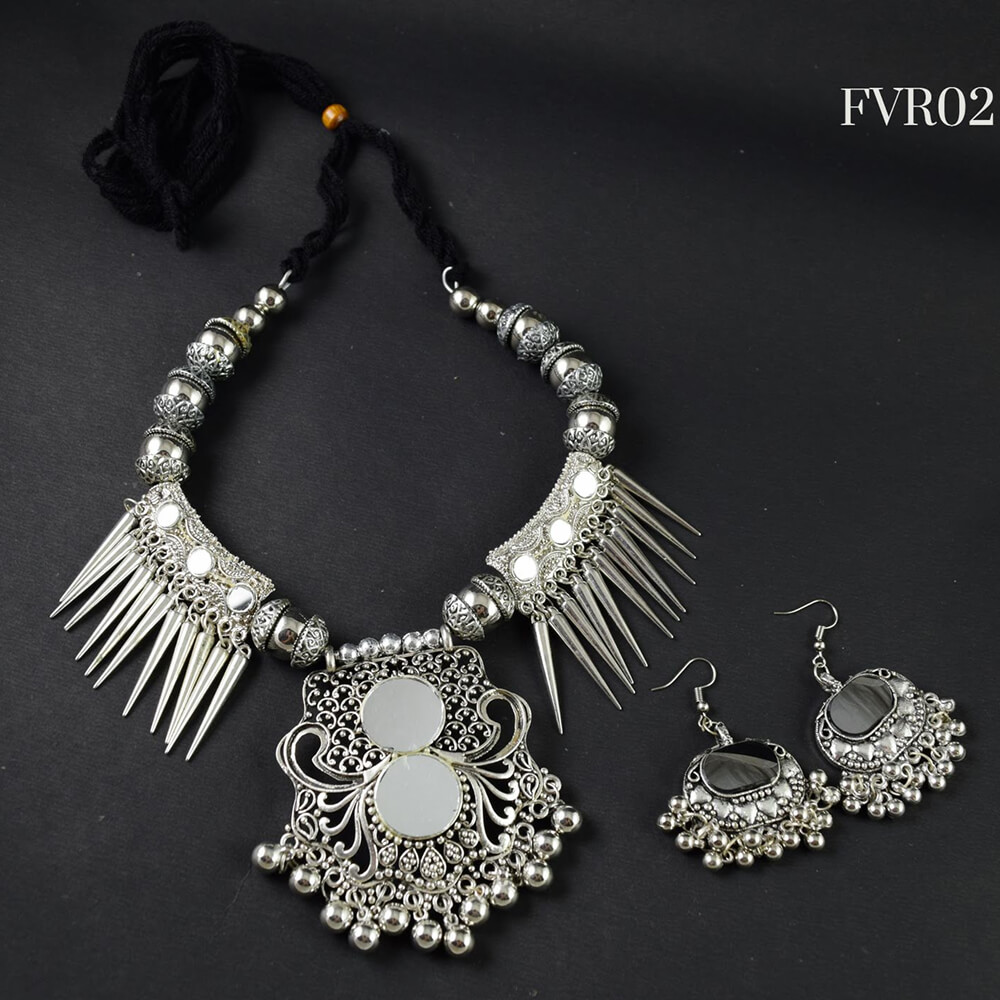 Silver Oxidised Necklace Set