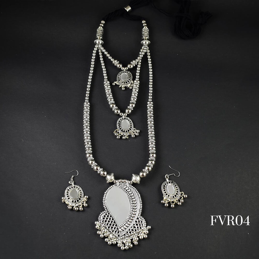 Silver Oxidised Necklace Set
