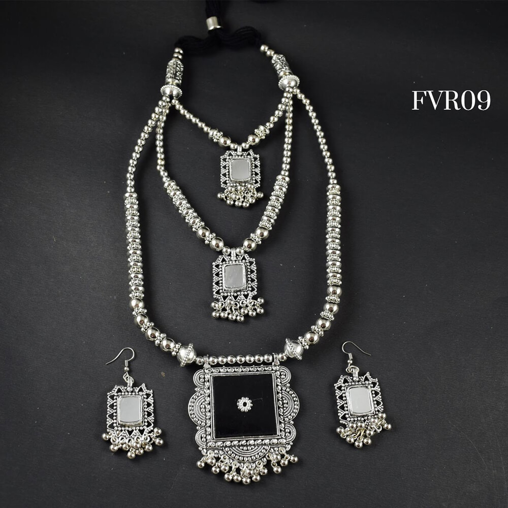 Silver Oxidised Necklace Set