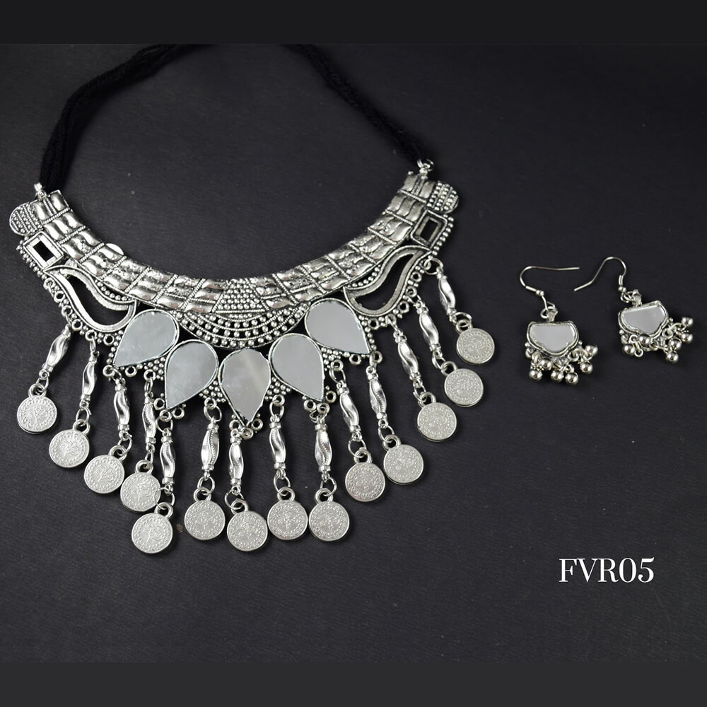 Silver Oxidised Necklace Set