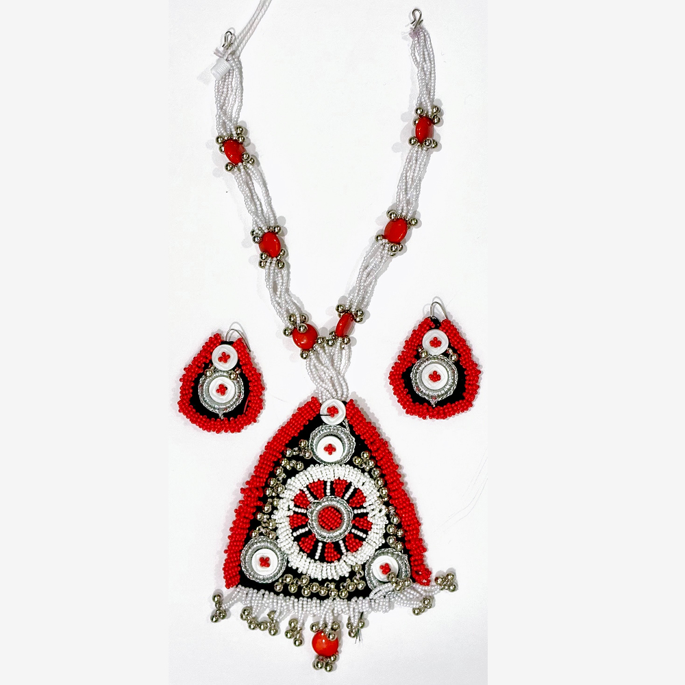 Jeko Moti Red & White Navratri Necklace