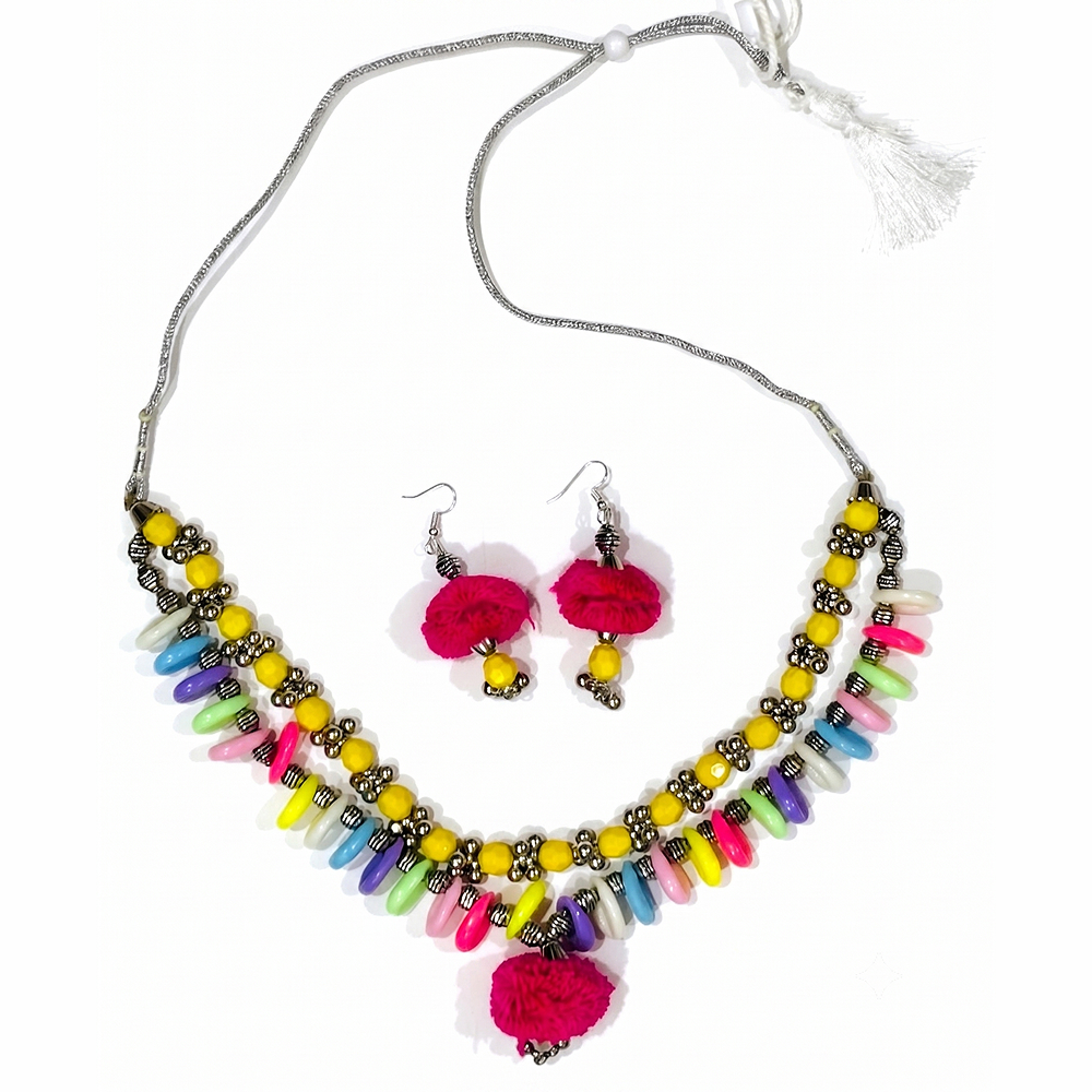 Yellow Beads Designer Sea Shell Necklace
