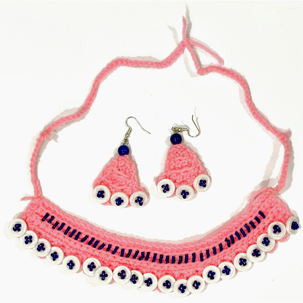 Pink Woolen Necklace for Kids
