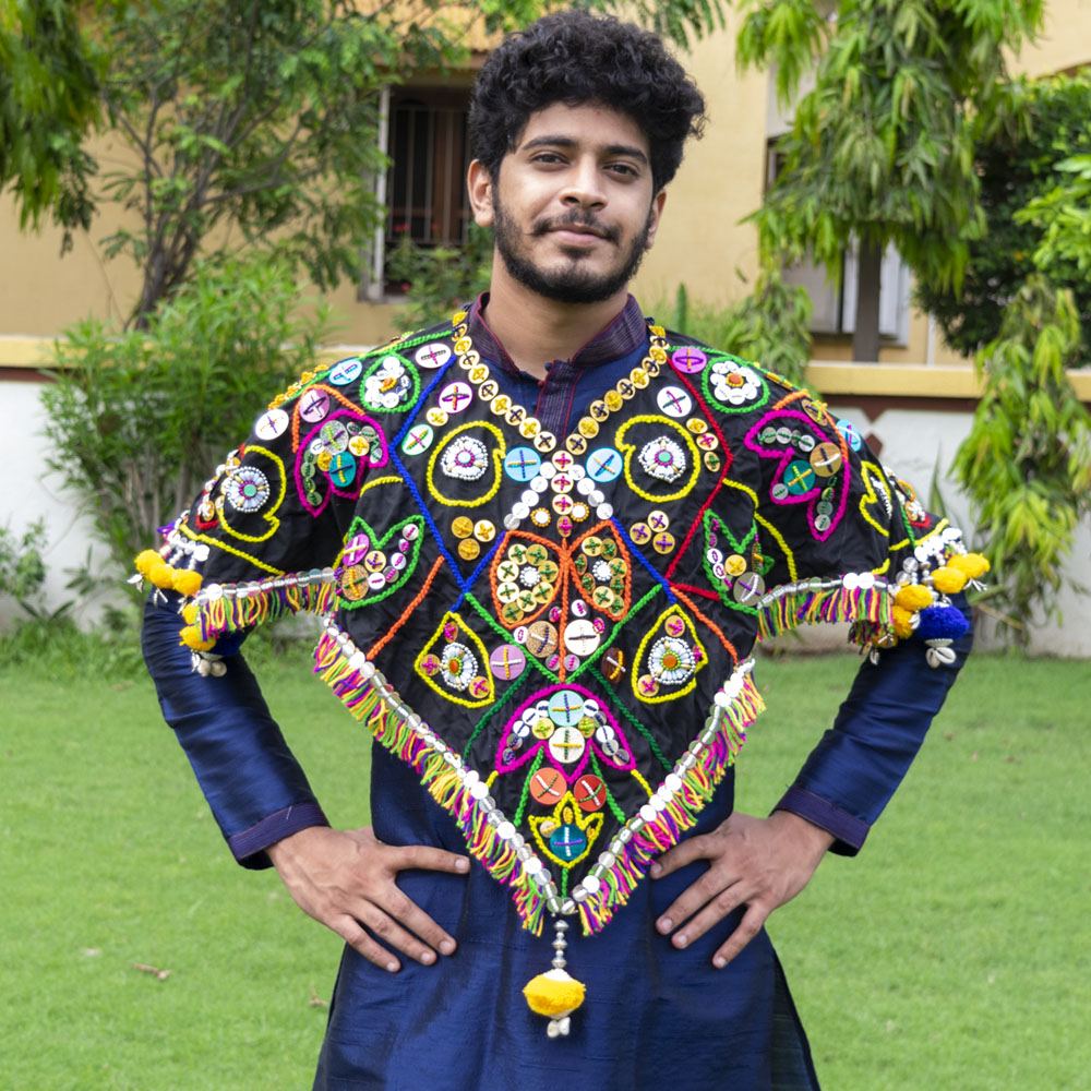 Boy Wearing Navratri Poncho