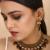 Beautiful Girl Wearing Copper Jeko Moti Kundan Necklace Set
