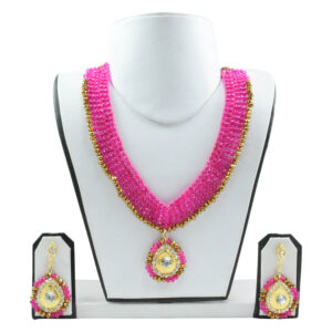 Pink Crystal Beads Choker Necklace
