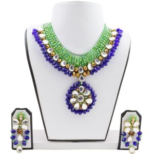 Blue & Green Crystal Beads Designer Necklace